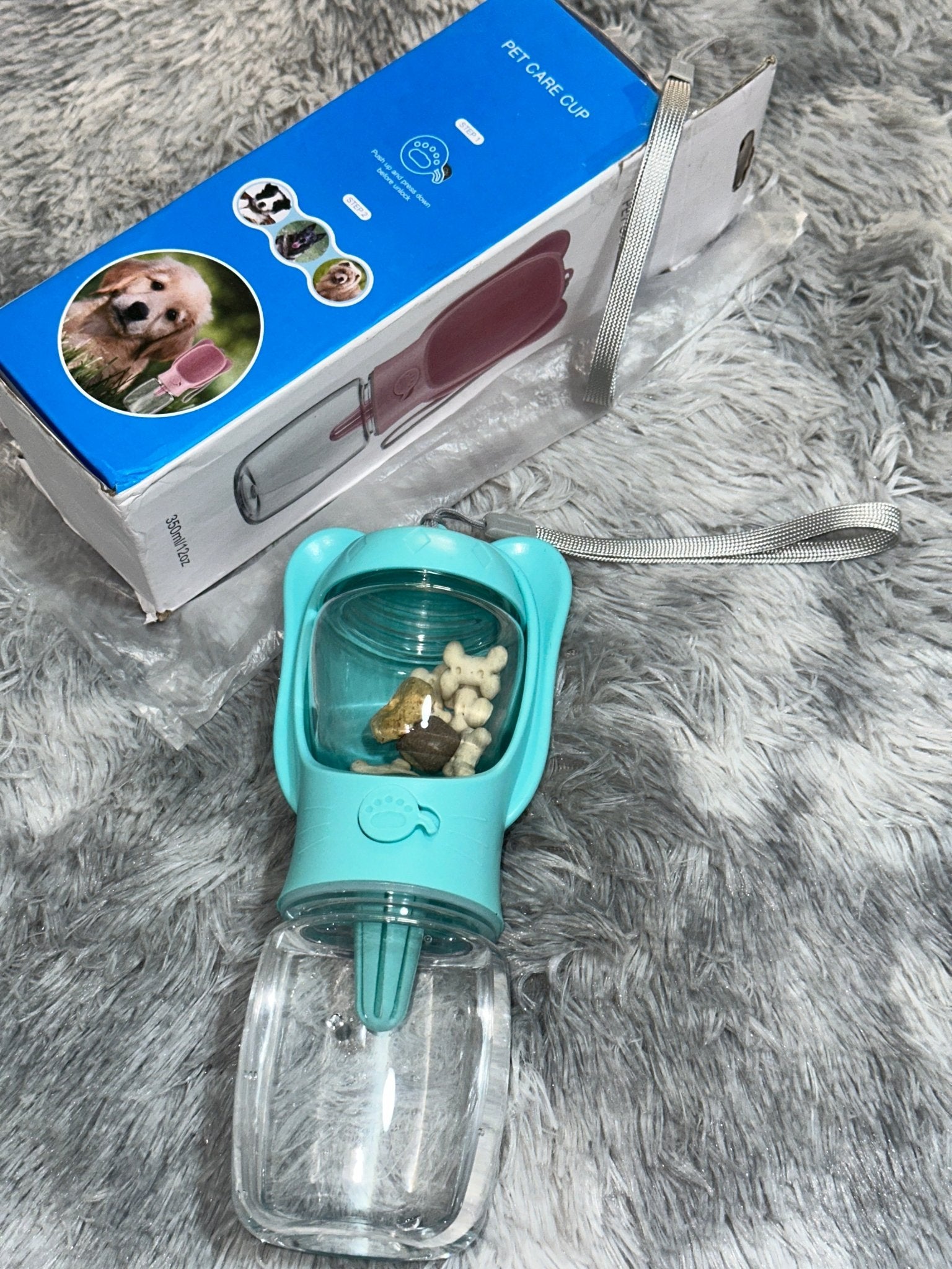 Botella de agua portátil para perros y gatos con almacenamiento de alimentos - MiEspacioYmas